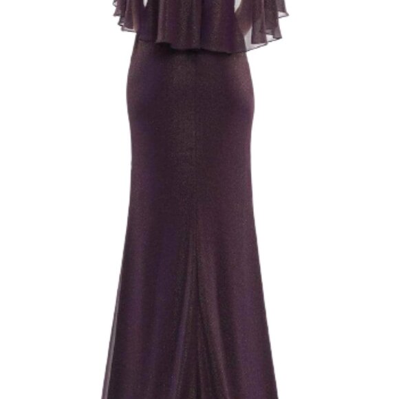 NWT Marsoni by Colors MV1130 Chiffon Mother of the Bride Dress Eggplant Size 18 - Picture 4 of 8
